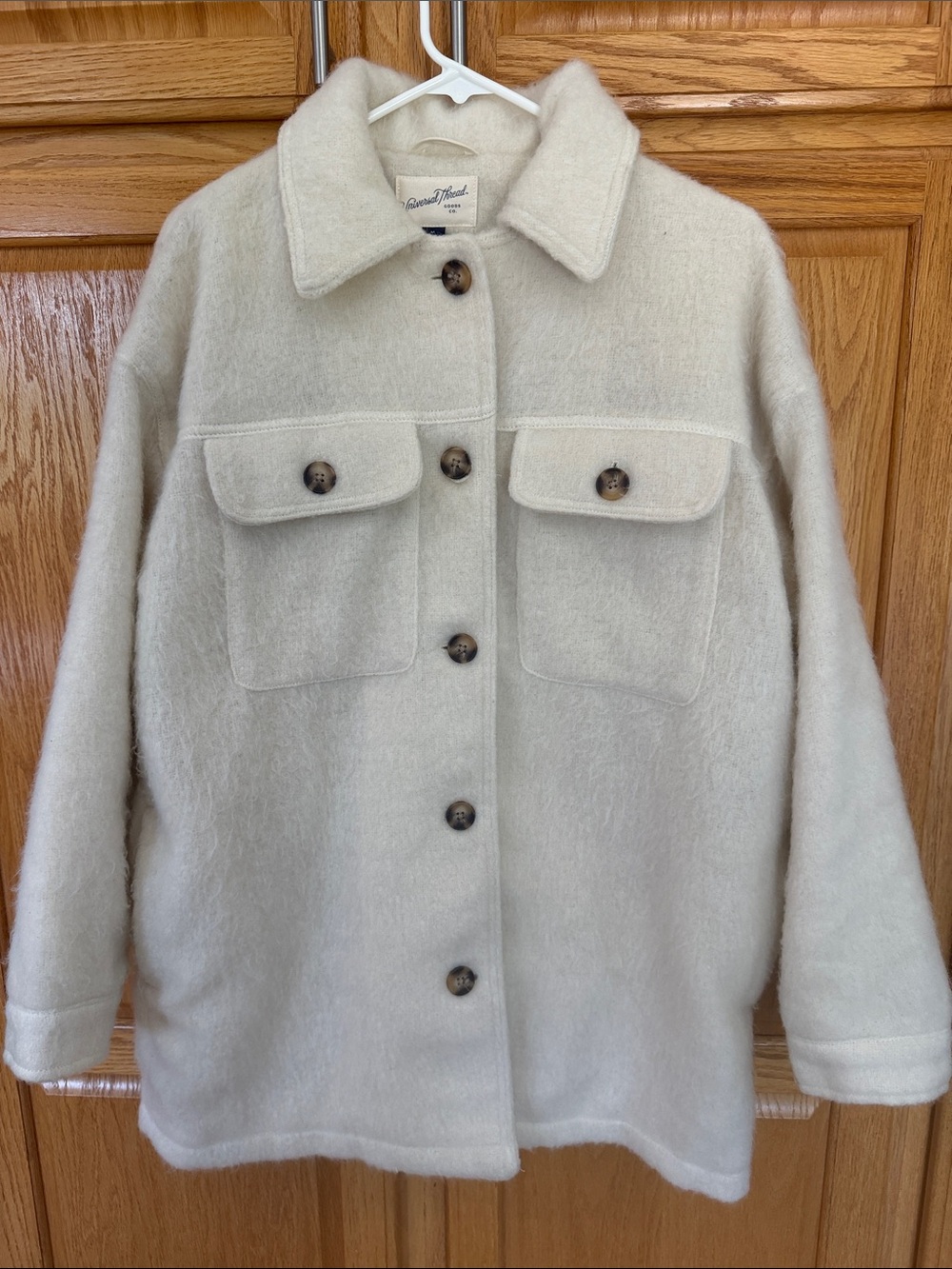 Universal Thread Cream Shacket with Chest Flap Pockets